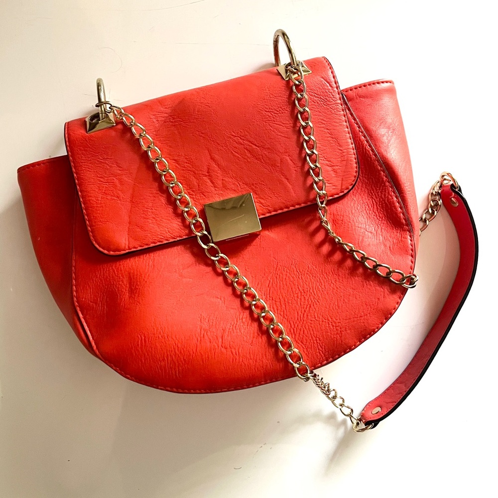Coral Red Small Shoulder Bag
